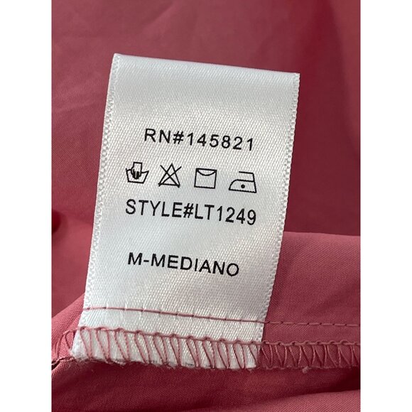 Listicle Blouse Size Medium Ruffle Neck Short Sleeve Pink Cotton Feminine Chic - Picture 8 of 9